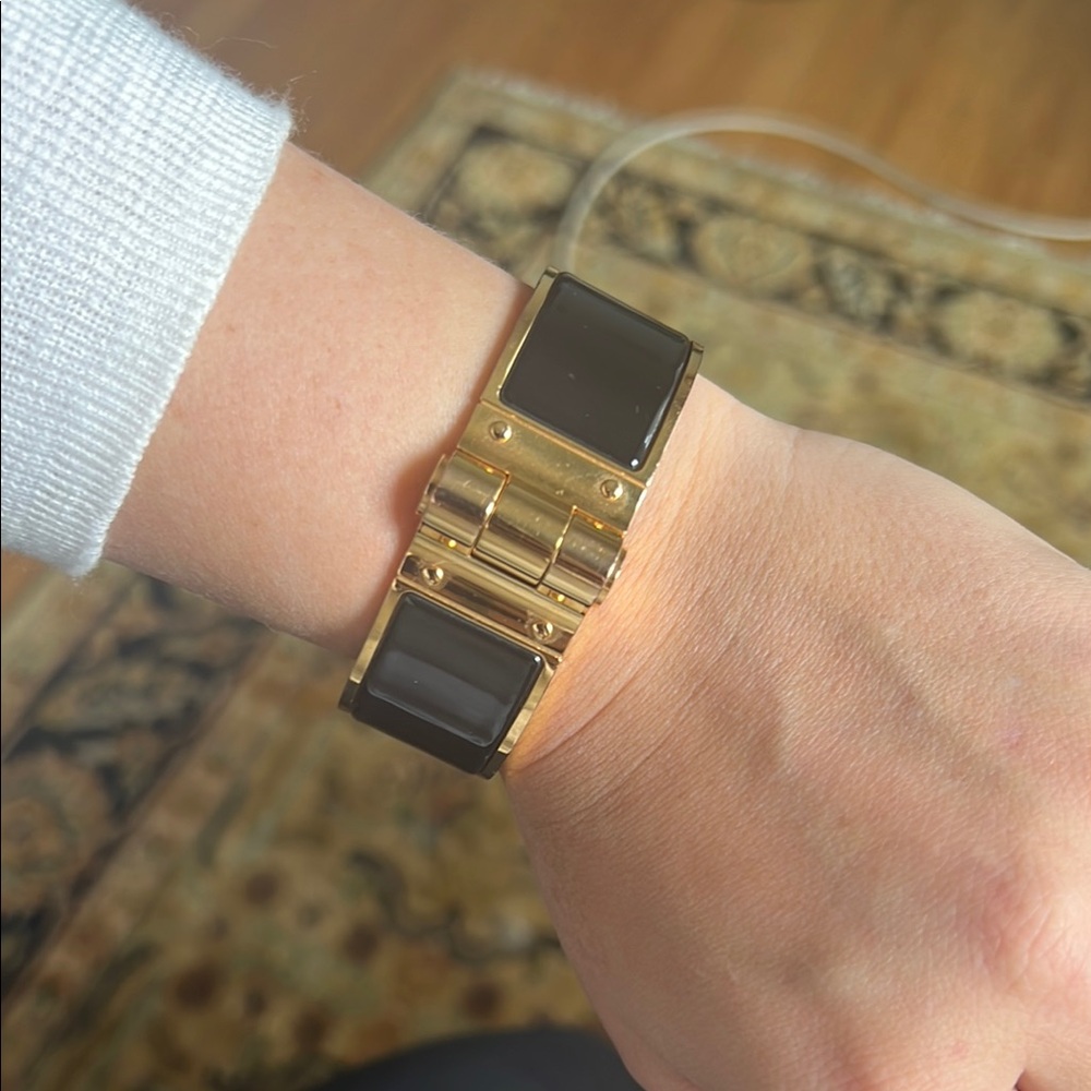 Wide Enamel Hinged Cuff Bracelet